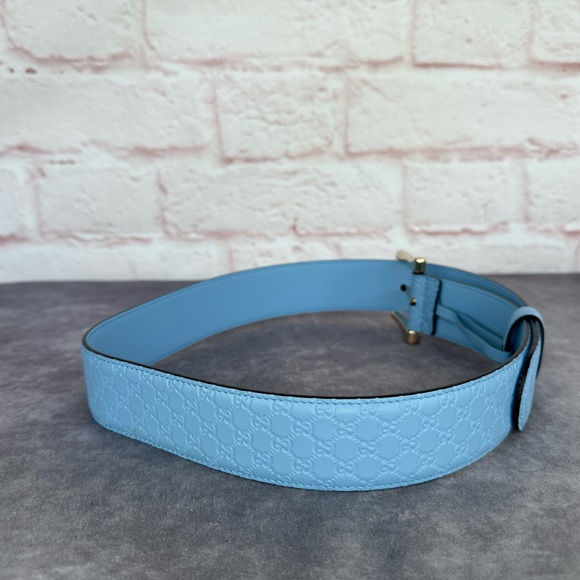 Authentic Gucci Microguccissima Embossed Light Blue Leather Belt 281548 75/30 - Picture 3 of 6